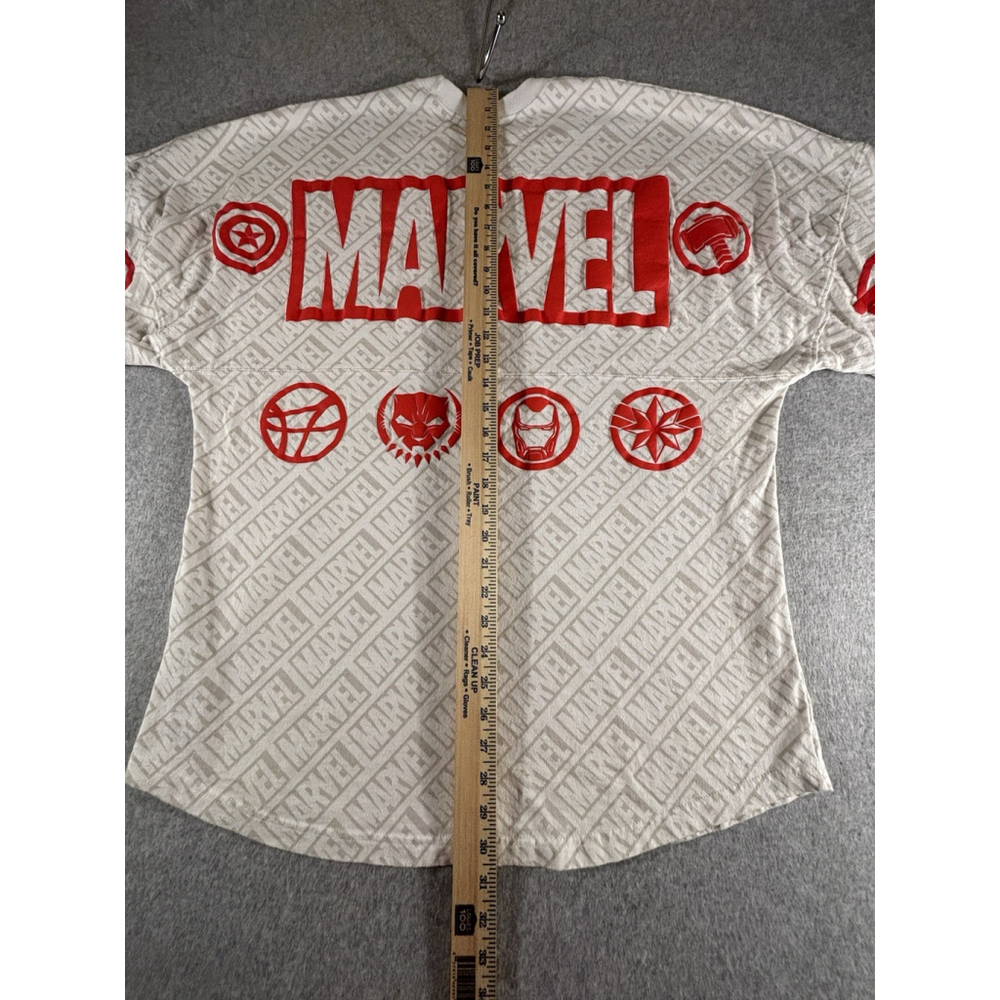 Marvel Spirit Jersey XL White All-Over Logo Long Sleeve Shirt Red Icons - Picture 10 of 13